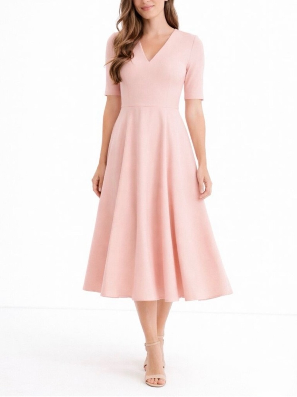 Gal Meets Glam Edith City Pink Crepe Midi Dress - Size 8